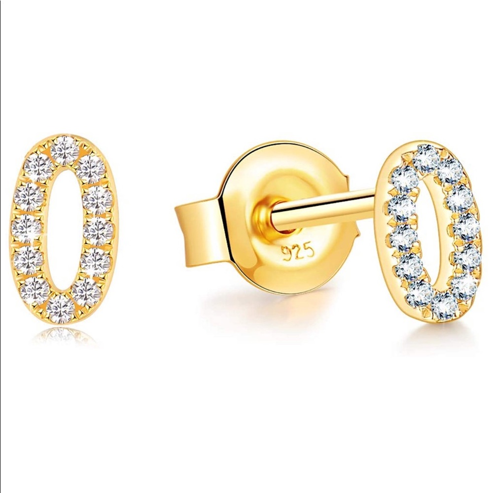 18K Plated Sterling Silver "0" Earrings